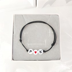 Bransoletka z Inicjałami Literki i Serduszko na sznurku