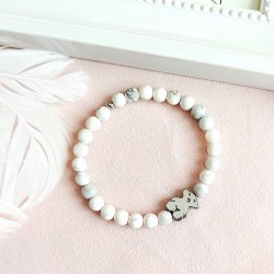 Bransoletka z kamieni naturalnych Howlit i Srebrny Hematyt