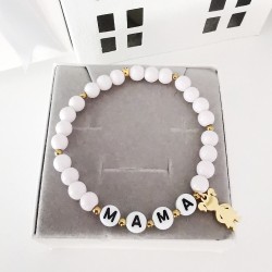 Bransoletka z imieniem z koralików ze złotą zawieszką