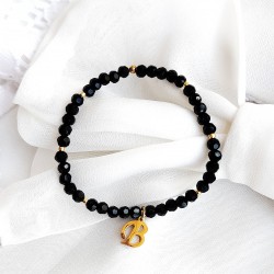 Bransoletka z Literką z czarnych kamieni