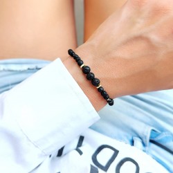 Bransoletka z lawy wulkanicznej i onyksu