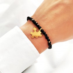 Bransoletka z Onyksu ze złotym Puzzlem z Grawerem