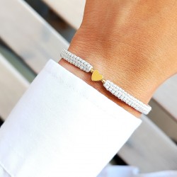 Bransoletka ze złotym serduszkiem z hematytu na sznurku pleciona