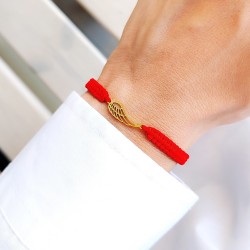 Bransoletka ze złotym skrzydełkiem na sznurku pleciona makrama