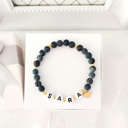 Bransoletka z imieniem a agatu trawionego z serduszkiem