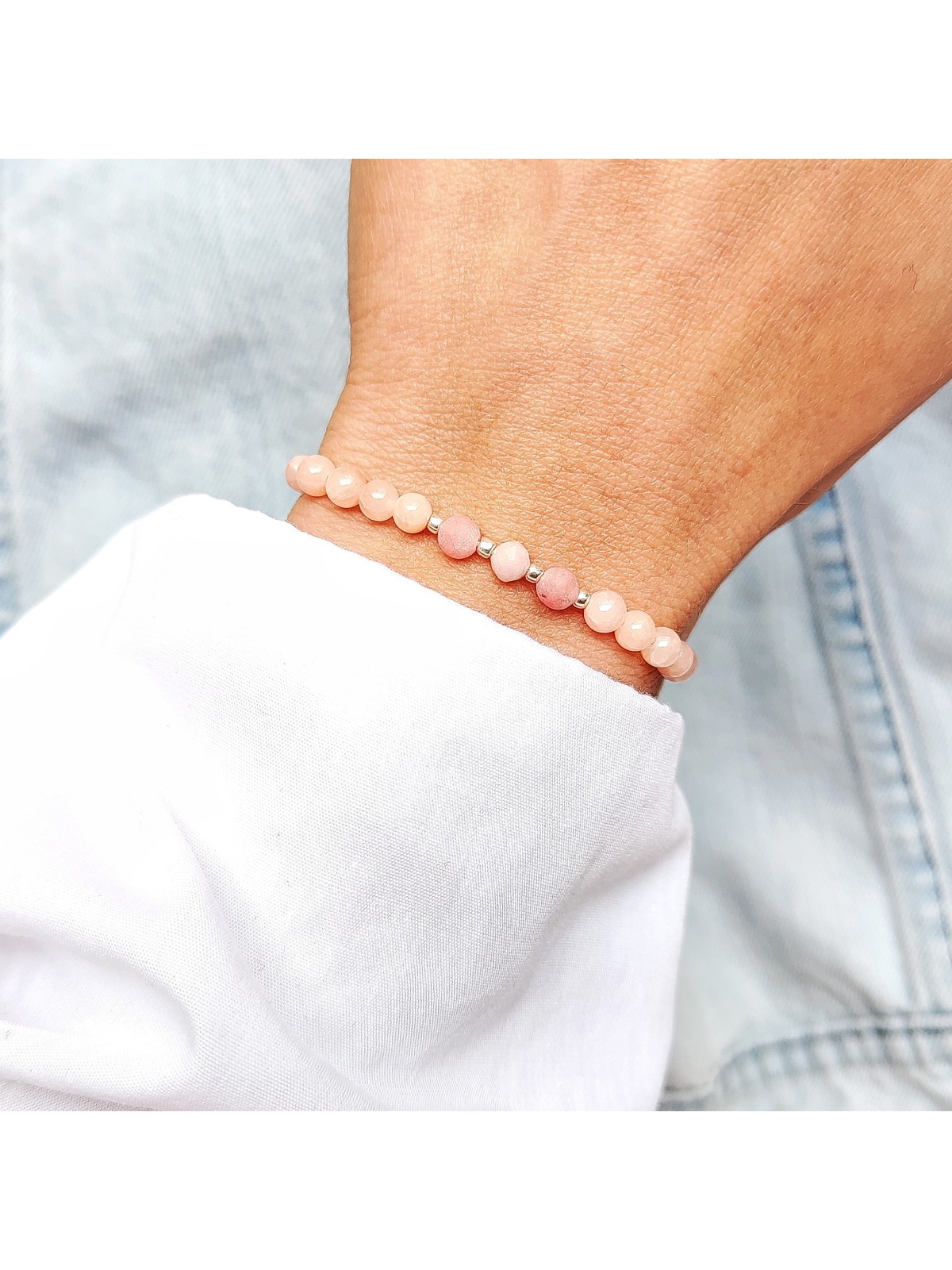 Bransoletka z kamieni naturalnych Jadeit Opal i Agat