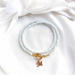 Naszyjnik błękitny z kryształków z Literą