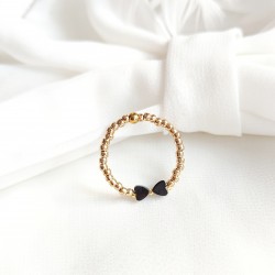 złoty pierścionek z kokardką z hematytu