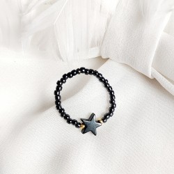 Pierścionek z Gwiazdką z hematytu z kamieniami naturalnymi