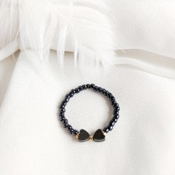 Pierścionek z Hematytu Kokardka z kamieni naturalnych