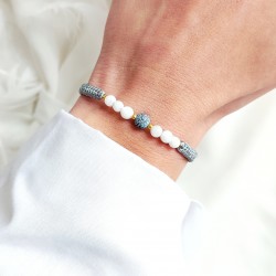 Bransoletka z agatem trawionym szara pleciona