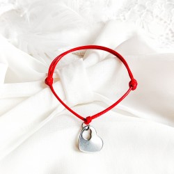 Bransoletka na sznurku Serce Srebrne z Grawerem