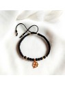 bransoletka handmade z koniczynką jadeitem i onyksem na sznurku bransoletka handmade z koniczynką jadeitem i onyksem na sznurku