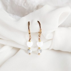 Kolczyki z serduszkiem z masy perłowej i howlitem