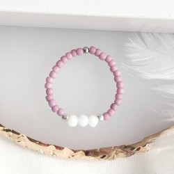 Pierścionek Wrzosowy na gumce z koralików