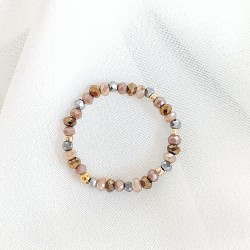 Pierścionek złoty z koralików Złote Kryształki elastyczny na gumce