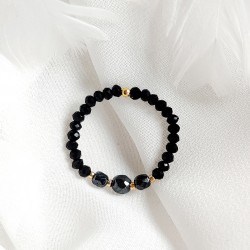 Pierścionek z koralików i kamieni naturalnych hematyt