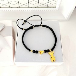 Bransoletka dla mamy z grawerem na sznurku z dodatkiem jadeitu i hematytu