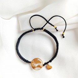 Bransoletka dla Podróżnika pleciona z kulą ziemską planeta serce