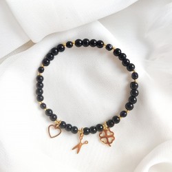 Bransoletka dla fryzjera z onyksu z zawieszką złote nożyczki