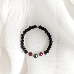 Pierścionek z granatem i szmaragdem z kamieni naturalnych