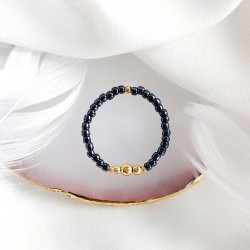 Pierścionek z złotego hematytu z koralikami Toho