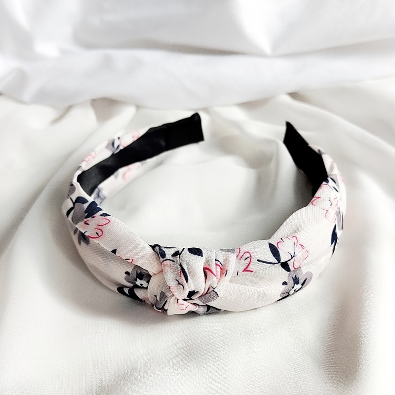 Opaska do włosów turban w kwiatki kolorowa