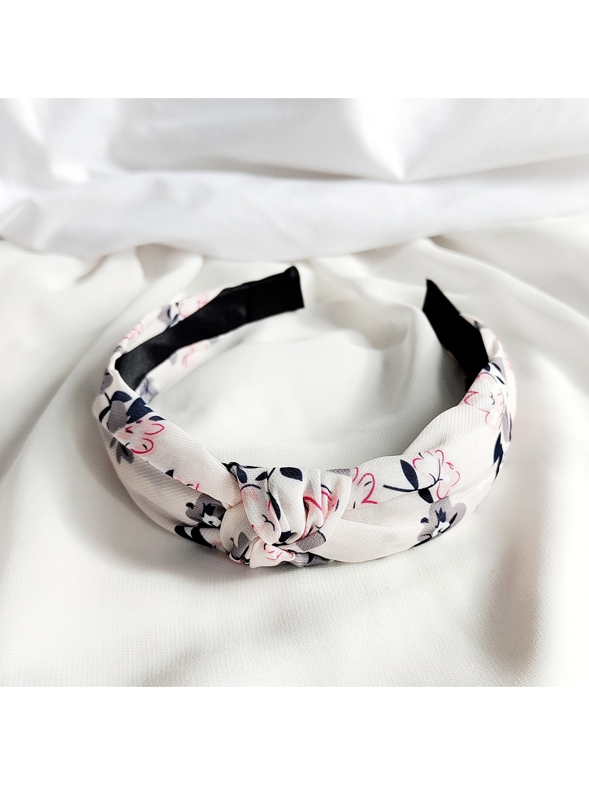 Opaska do włosów turban w kwiatki kolorowa