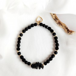 Bransoletka z Kamieni Naturalnych - Onyks i Jadeit z Zawieszką w Kształcie Serca