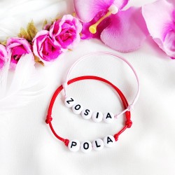 Bransoletka na sznurku z imieniem dziecka