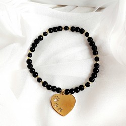 Bransoletka z grawerem z serduszkiem z psią łapką z imieniem psa