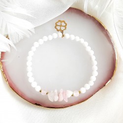 Bransoletka z kamieni naturalnych Agat Kryształ Górski i Koniczynka