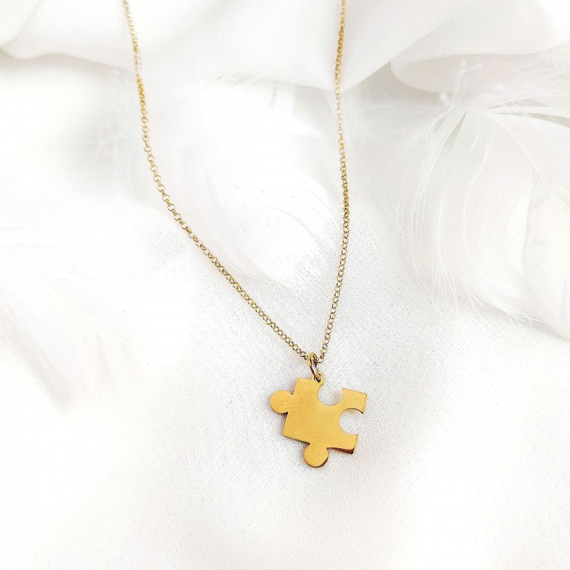 łańcuszek z grawerem z zawieszką w kształcie puzzla
