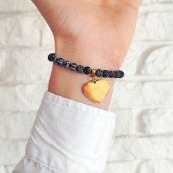 Bransoletka z Agatu z zawieszką złote serduszko z grawerem