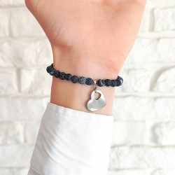 Bransoletka z kamieni naturalnych z sercem z grawerem