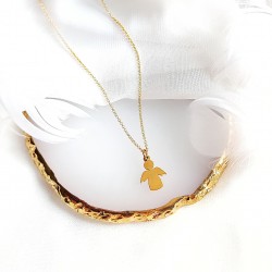 złoty wisiorek z zawieszką anioł z grawerem