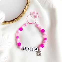 Bransoletka dziecięca z imieniem dziecka z misiem