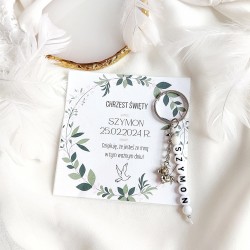 Podziękowanie na chrzciny breloczek z imieniem pamiątka upominek dla Gości Chrzest