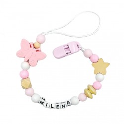 Zawieszka do smoczka z imieniem dziecka Różowa