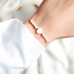 Bransoletka z Sercem z Masy Perłowej z Agatem