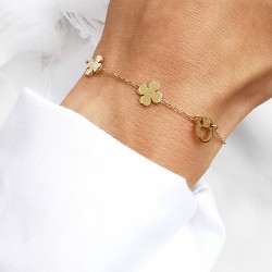 Bransoletka z Koniczynką i Serduszkiem zapinana stal łańcuszek