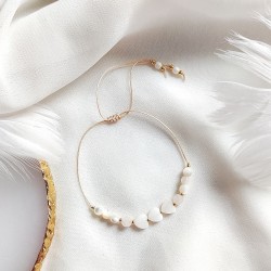 Bransoletka z perłowymi serduszkami z jadeitem