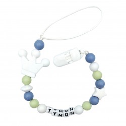 Silikonowa zawieszka do smoczka z imieniem zielono szara