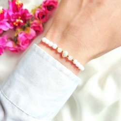 Bransoletka na sznurku z perłą masą perłową i Agat