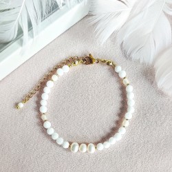 Bransoletka z pereł i masy perłowej zapinana