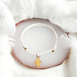 Biała Bransoletka z Aniołkiem z grawerem