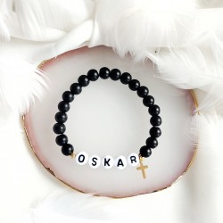 Bransoletka z Imieniem Krzyżyk złoty Pamiątka Pierwszej Komunii dla Chłopca