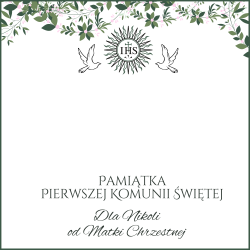 Pudełko z dedykacją z życzeniami na komunię