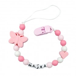 Zawieszka do smoczka z imieniem dziecka lekka różowa