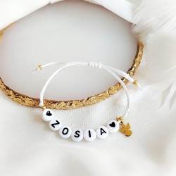 Bransoletka na sznurku z Serduszkiem i Aniołkiem na komunię